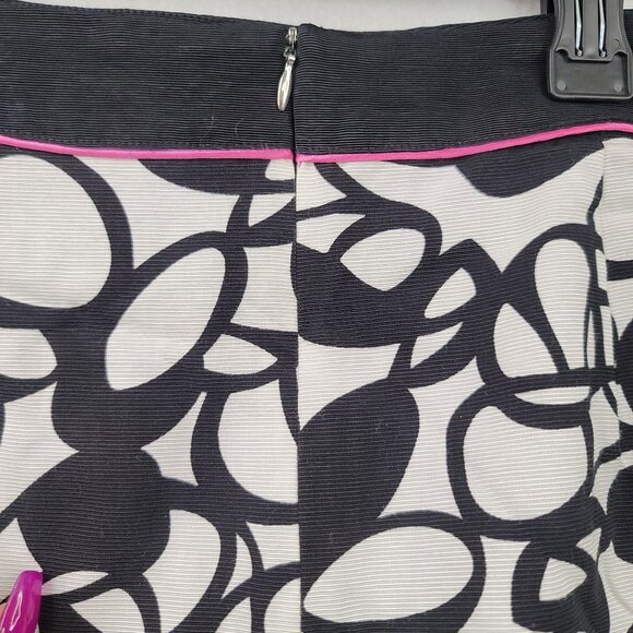 Robert Kitchen Black Ivory Abstract A-Line Skirt Size 10 - Picture 3 of 10